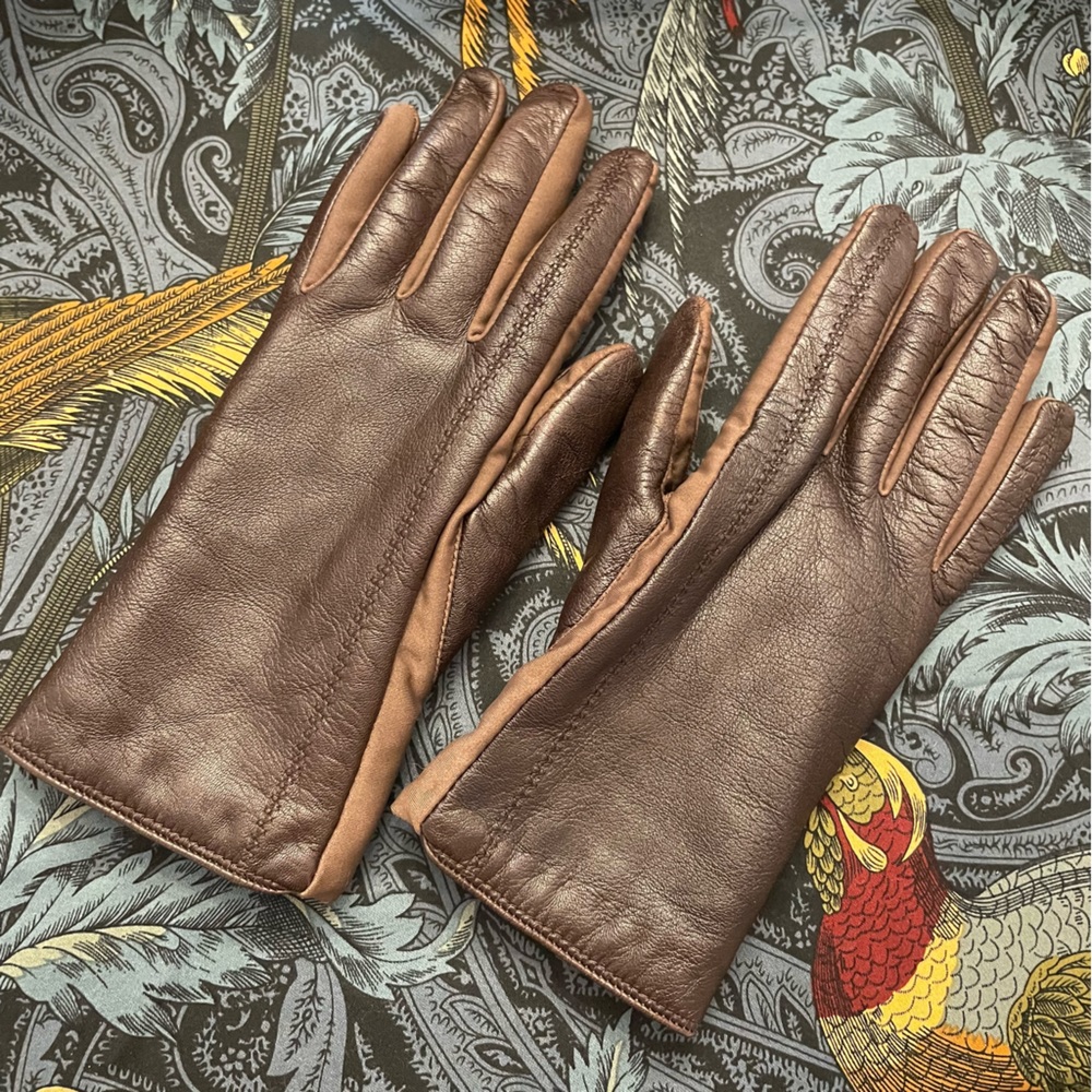 Faux Brown Leather Gloves